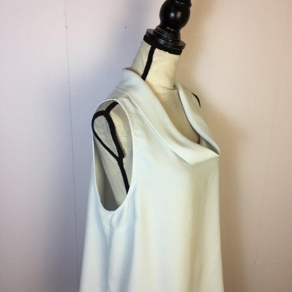 Vince Camuto Blouse Top Size L Womans Light Blue Sleeveless Cowl Neck Chiffon - Picture 6 of 12